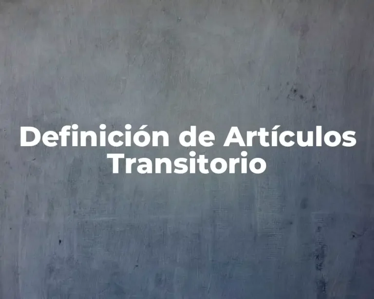 Definición de Artículos Transitorio