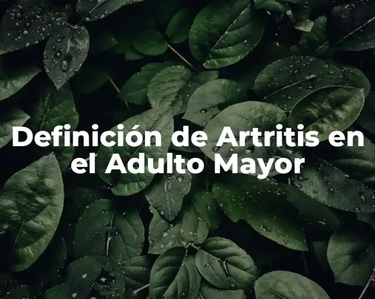 Definición de Artritis en el Adulto Mayor