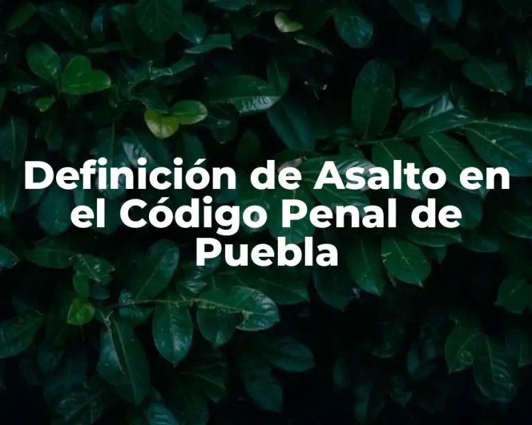 Definición de Asalto en el Código Penal de Puebla