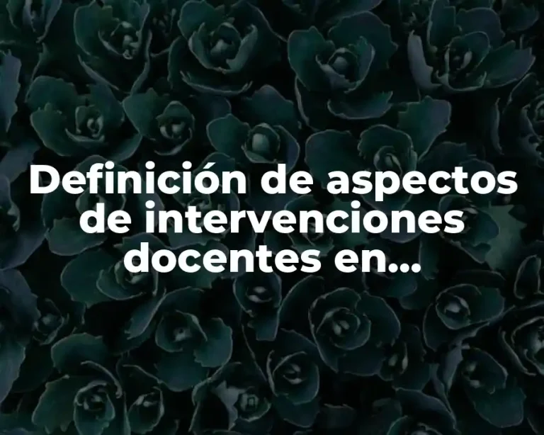 Definición de aspectos de intervenciones docentes en matemática