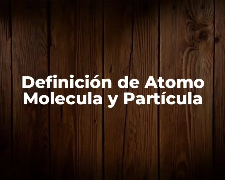 Definición de Atomo Molecula y Partícula