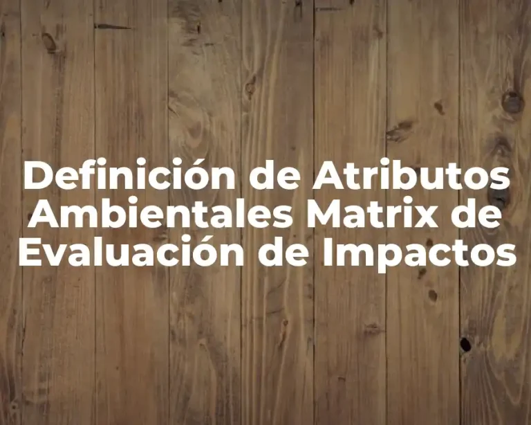 Definición de Atributos Ambientales Matrix de Evaluación de Impactos