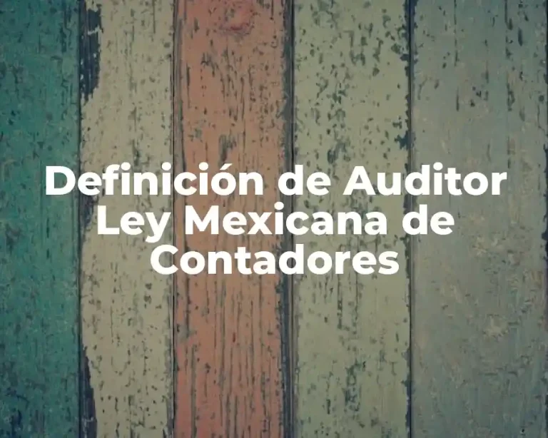 Definición de Auditor Ley Mexicana de Contadores