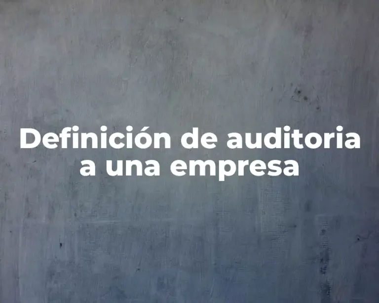 Definición de auditoria a una empresa
