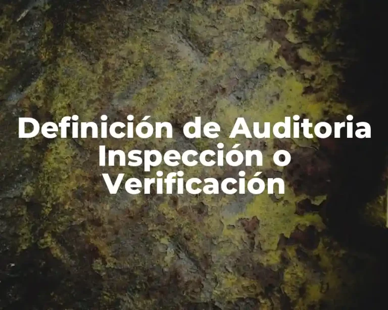 Definición de Auditoria Inspección o Verificación