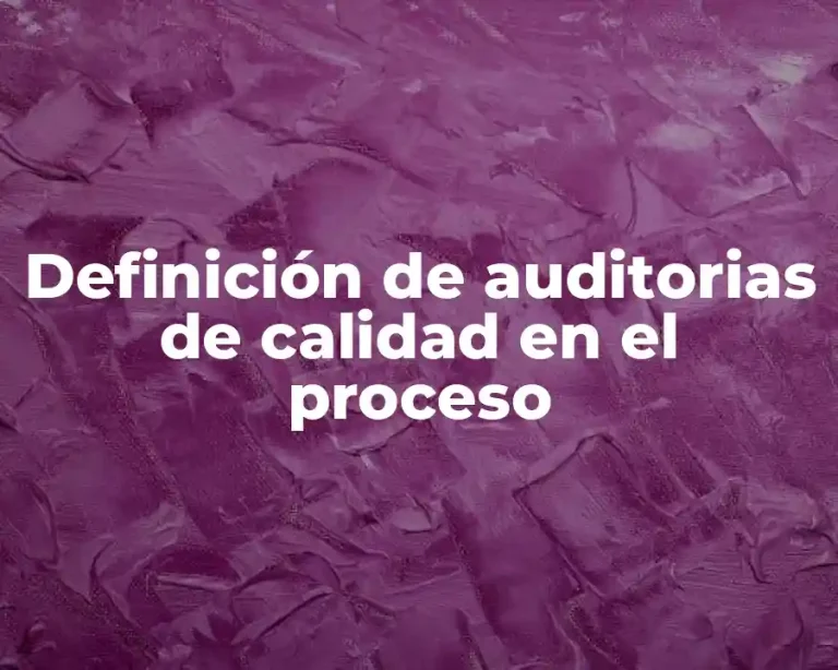 Definición de auditorias de calidad en el proceso