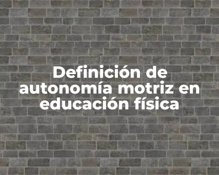 Definición de autonomía motriz en educación física