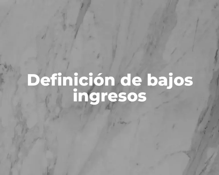 Definición de bajos ingresos