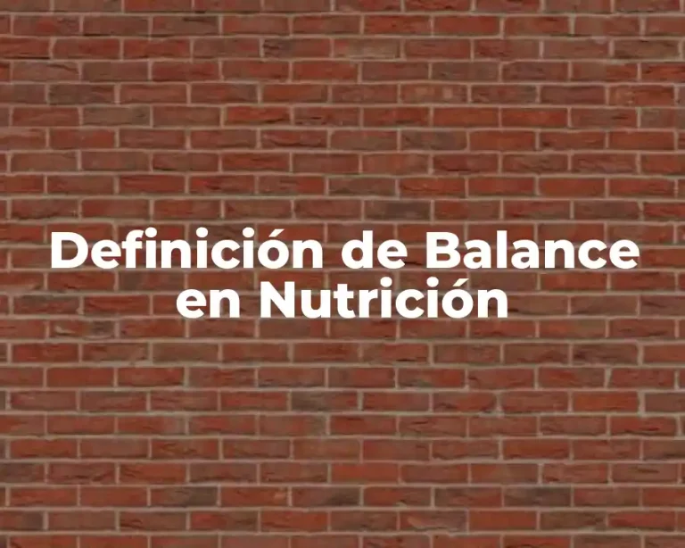 Definición de Balance en Nutrición