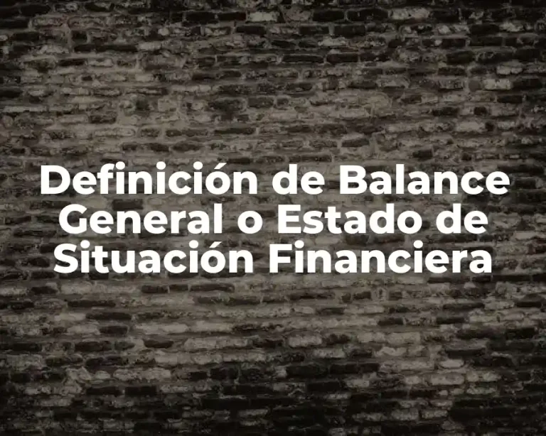Definición de Balance General o Estado de Situación Financiera