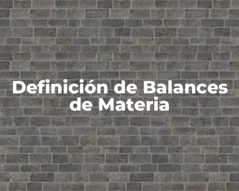 Definición de Balances de Materia