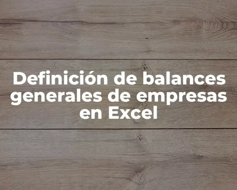 Definición de balances generales de empresas en Excel