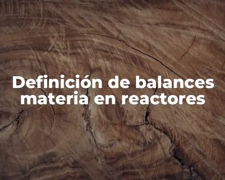Definición de balances materia en reactores