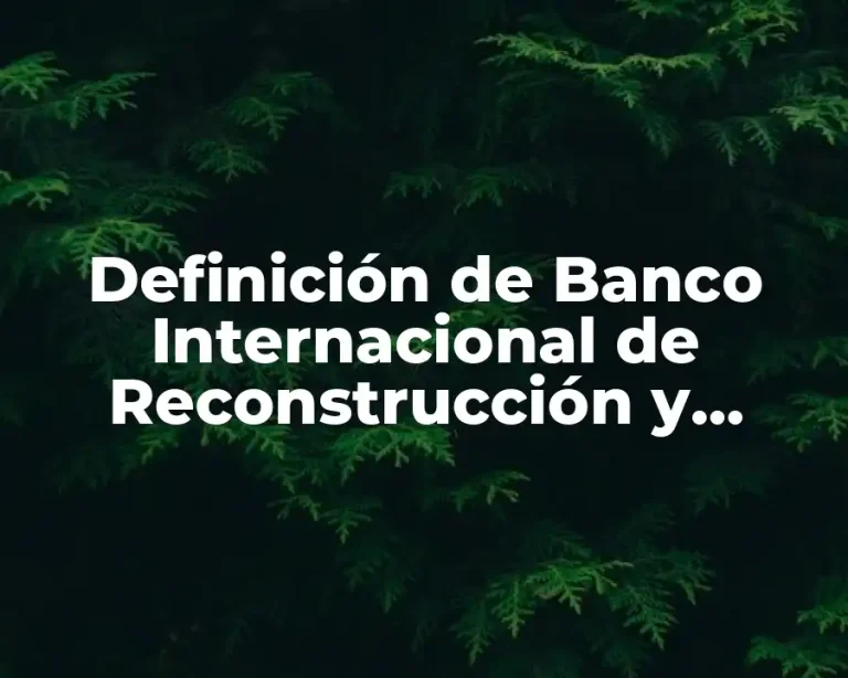 Definición de Banco Internacional de Reconstrucción y Fomento