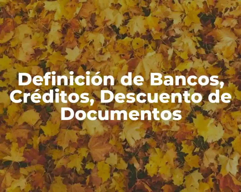 Definición de Bancos, Créditos, Descuento de Documentos