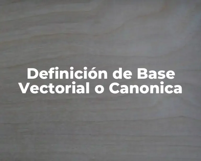 Definición de Base Vectorial o Canonica