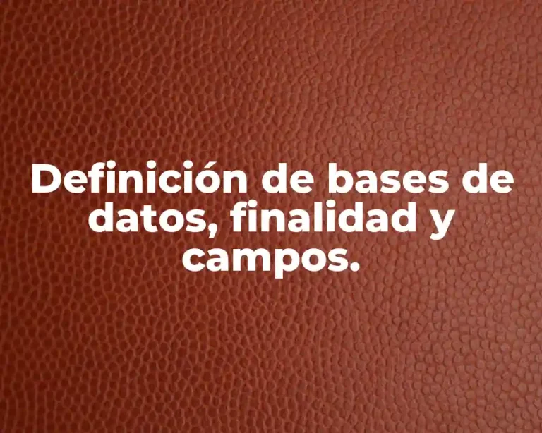 Definición de bases de datos, finalidad y campos.