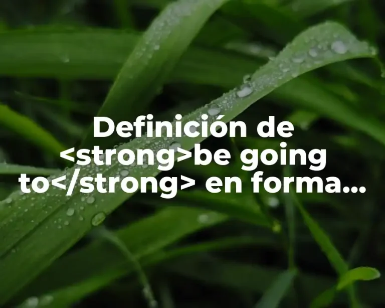 Definición de <strong>be going to</strong> en forma negativa