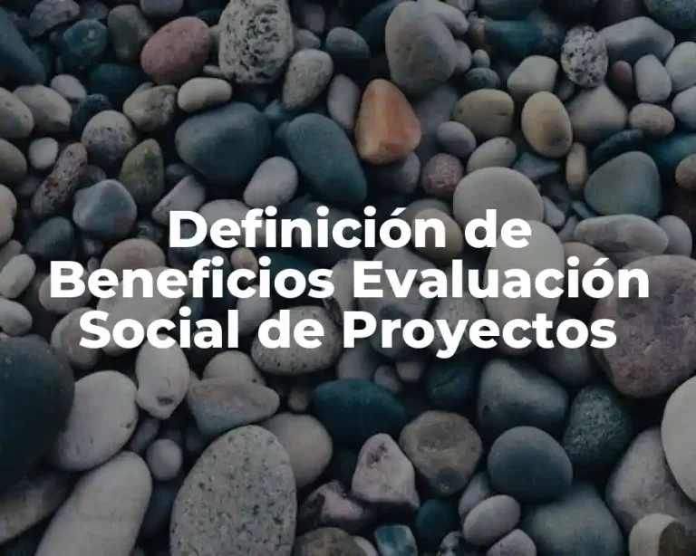 Definición de Beneficios Evaluación Social de Proyectos