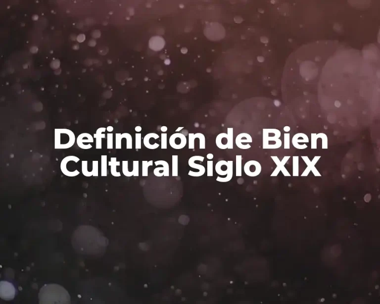 Definición de Bien Cultural Siglo XIX