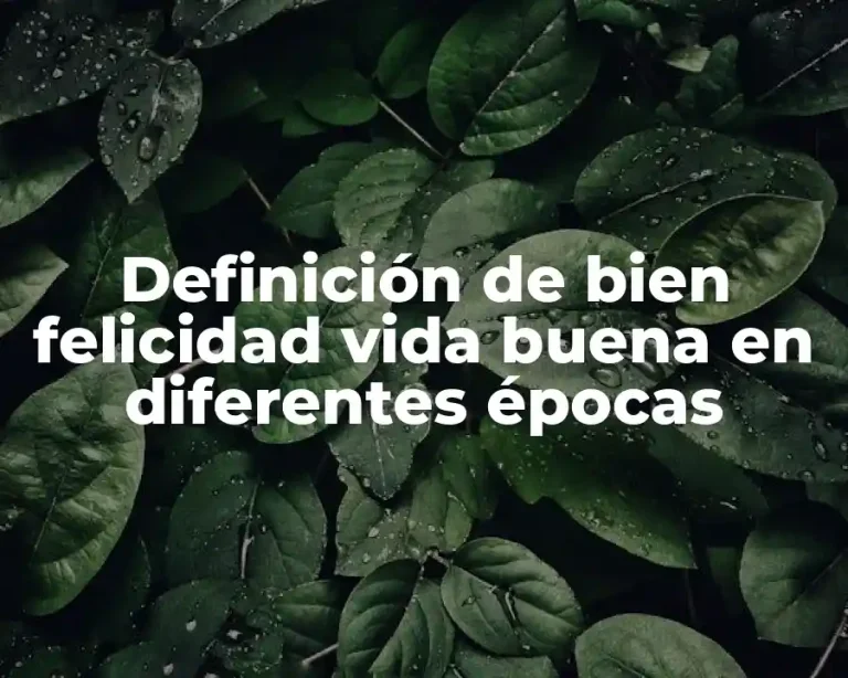 Definición de bien felicidad vida buena en diferentes épocas