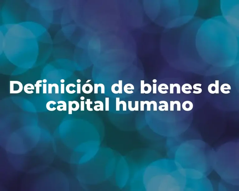 Definición de bienes de capital humano