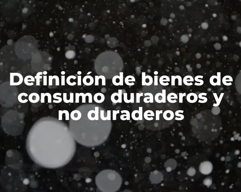 Definición de bienes de consumo duraderos y no duraderos