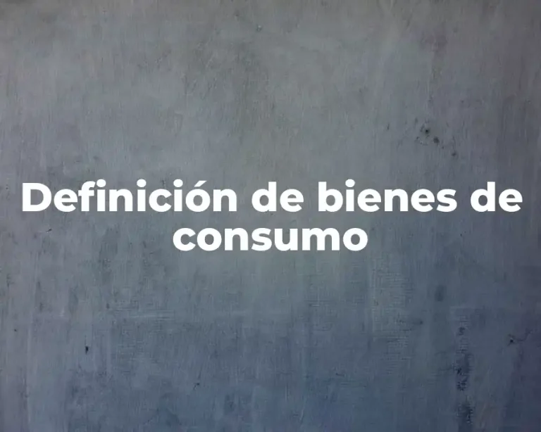 Definición de bienes de consumo