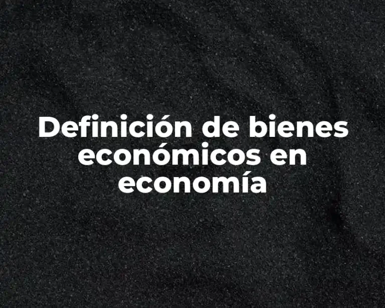 Definición de bienes económicos en economía