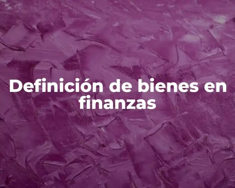 Definición de bienes en finanzas