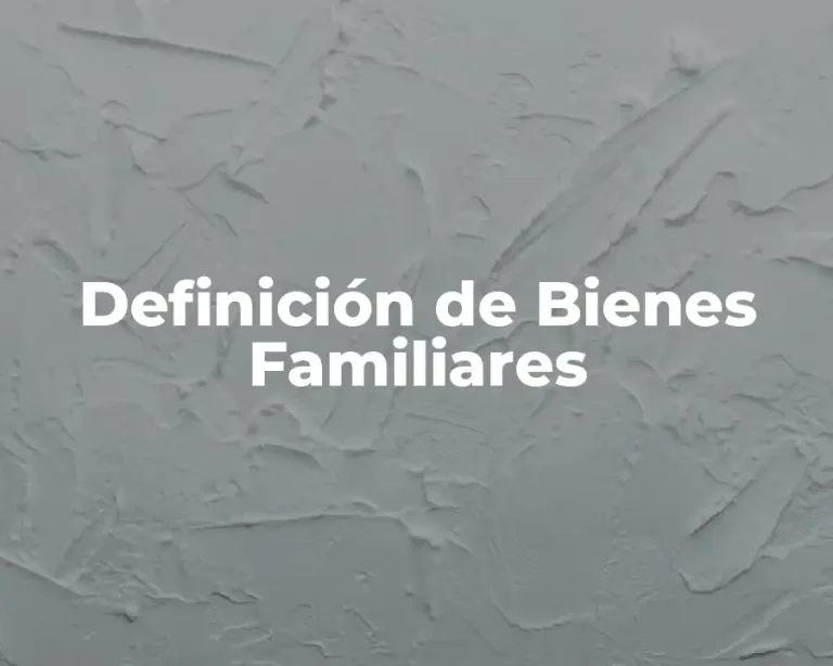 Definición de Bienes Familiares