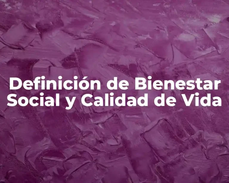 Definición de Bienestar Social y Calidad de Vida
