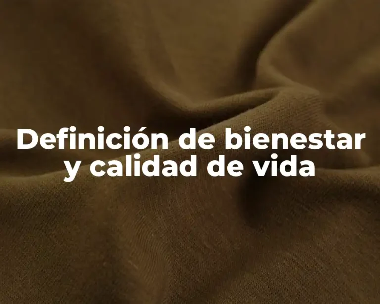 Definición de bienestar y calidad de vida