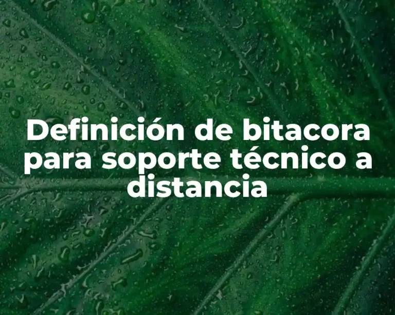 Definición de bitacora para soporte técnico a distancia