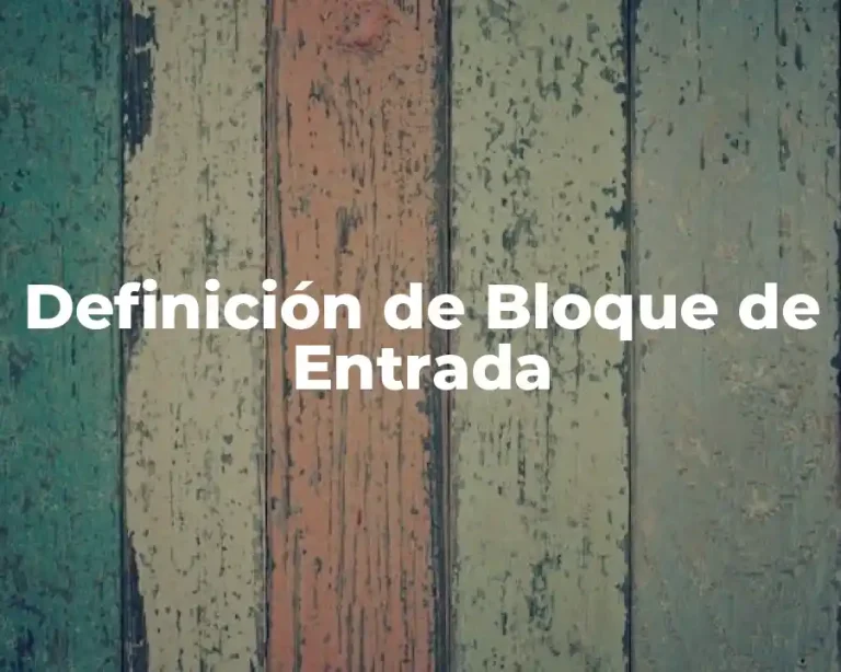 Definición de Bloque de Entrada