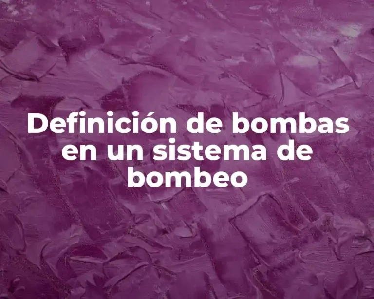 Definición de bombas en un sistema de bombeo