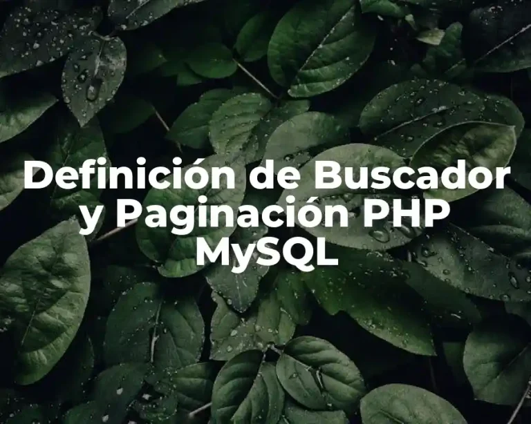 Definición de Buscador y Paginación PHP MySQL