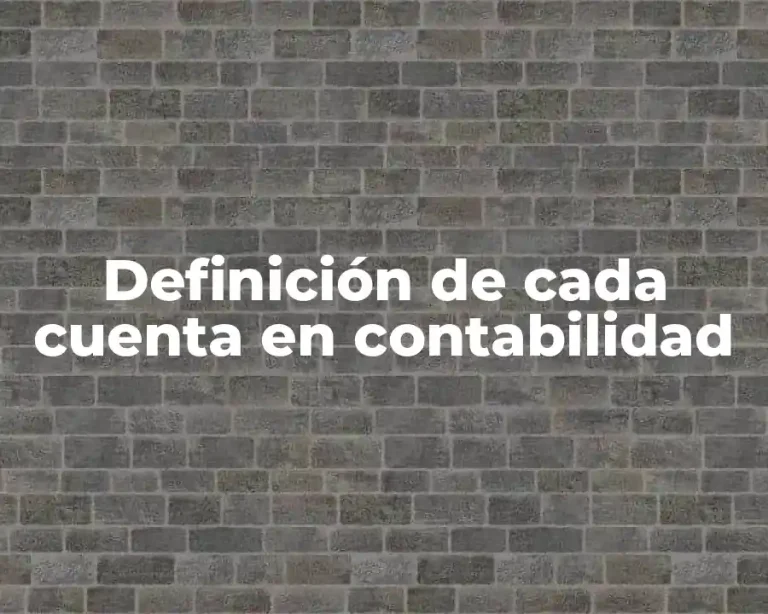 Definición de cada cuenta en contabilidad