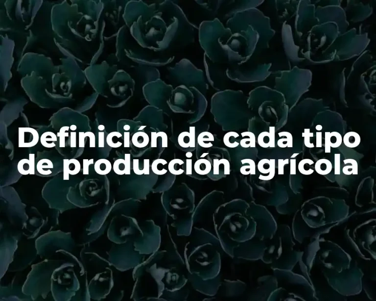 Definición de cada tipo de producción agrícola