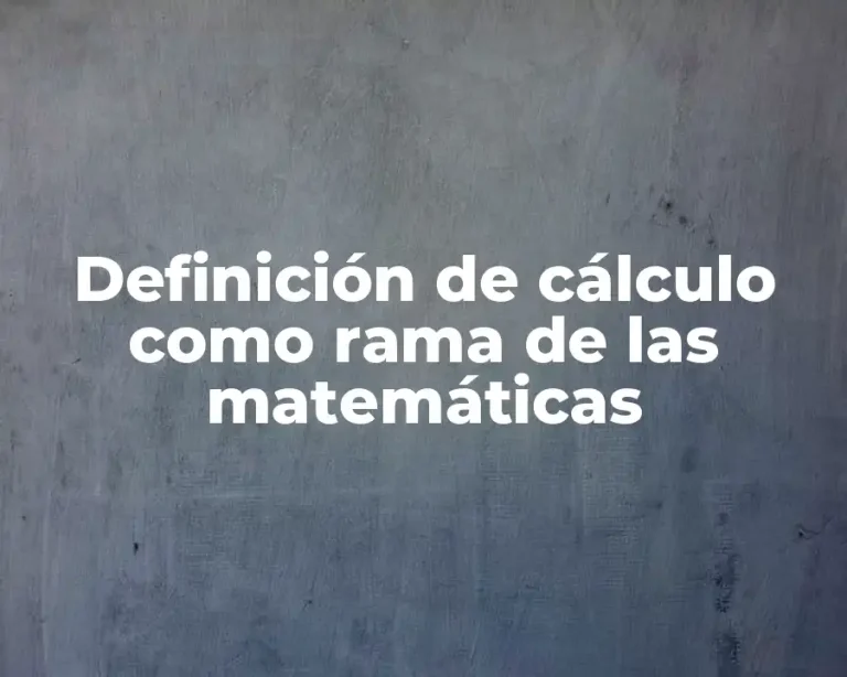 Definición de cálculo como rama de las matemáticas