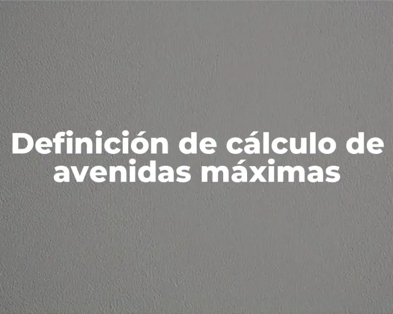 Definición de cálculo de avenidas máximas