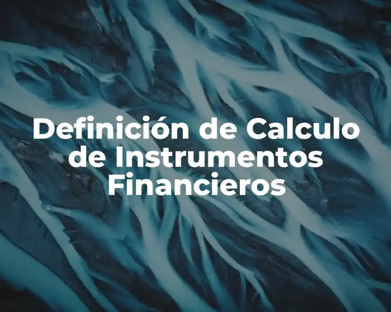 Definición de Calculo de Instrumentos Financieros