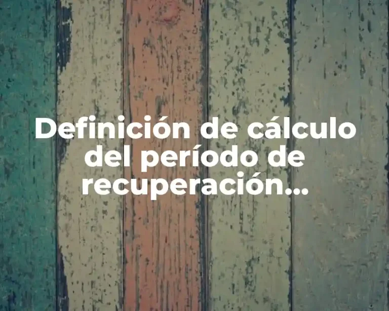 Definición de cálculo del período de recuperación descontado