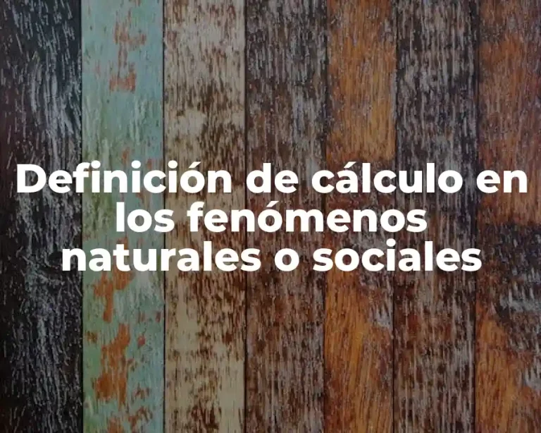 Definición de cálculo en los fenómenos naturales o sociales