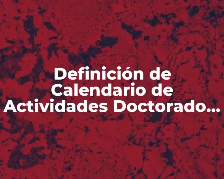 Definición de Calendario de Actividades Doctorado Administración