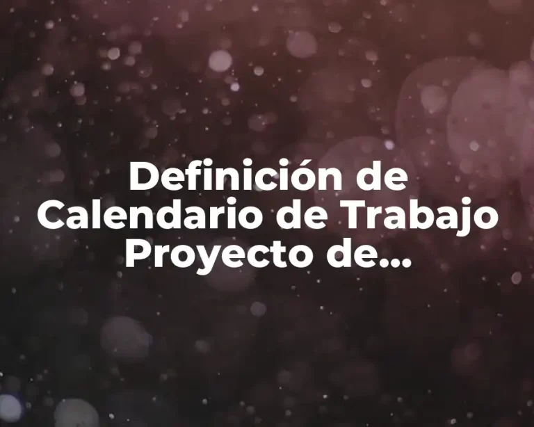 Definición de Calendario de Trabajo Proyecto de Investigación
