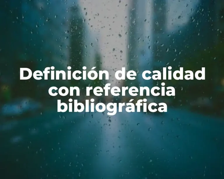 Definición de calidad con referencia bibliográfica