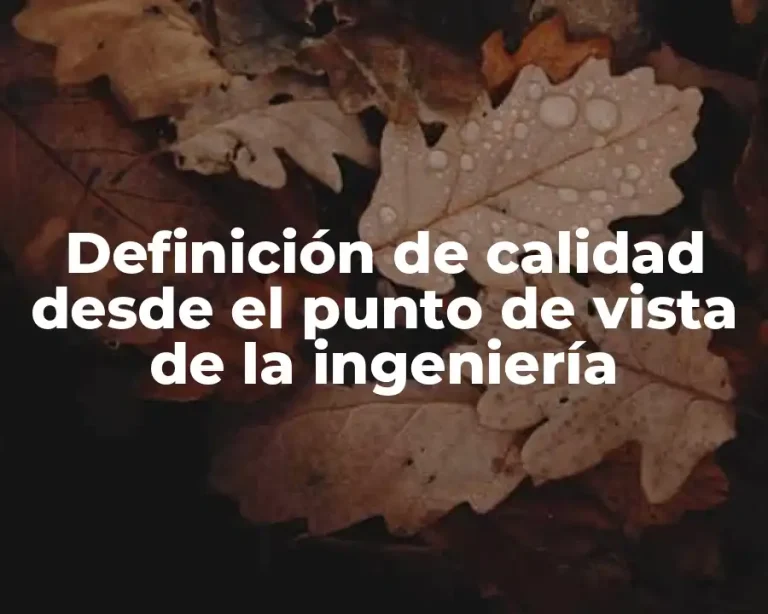 Definición de calidad desde el punto de vista de la ingeniería