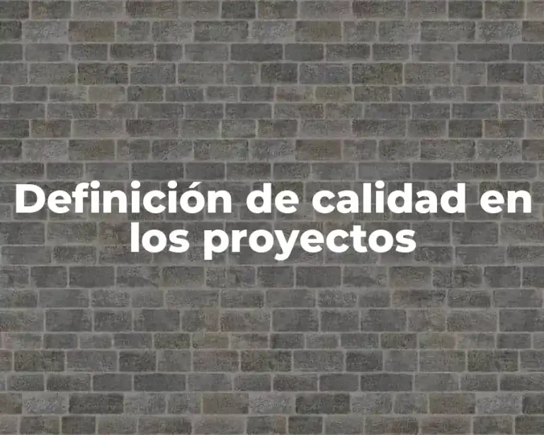 Definición de calidad en los proyectos