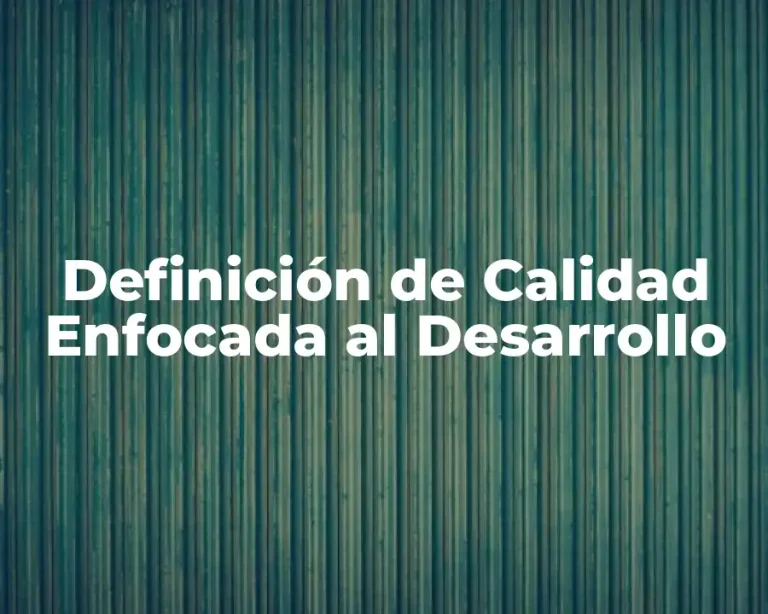 Definición de Calidad Enfocada al Desarrollo